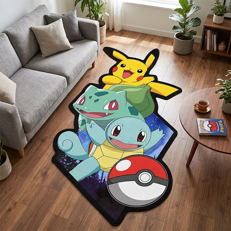 tapis personnalisable pikachu bulbasaur pokeball géométrique popart enfant adulte chambre salon