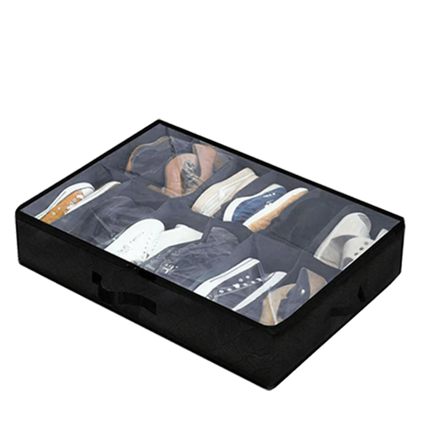 boîte chaussures pliable gris moderne poignées 12 16 paires tissu noir