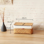 paniers paille naturels panier couvercle poignées métalliques boho chic rustique salon