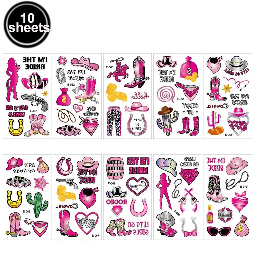 accessoires fête cowgirl thème western rose noir blanc toppers cupcakes assiettes pouces autocollants guirlande