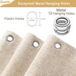 rideau douche texturé lin beige rustique opacité respectueux environnement toilettte tringle métalliques serviettes panier