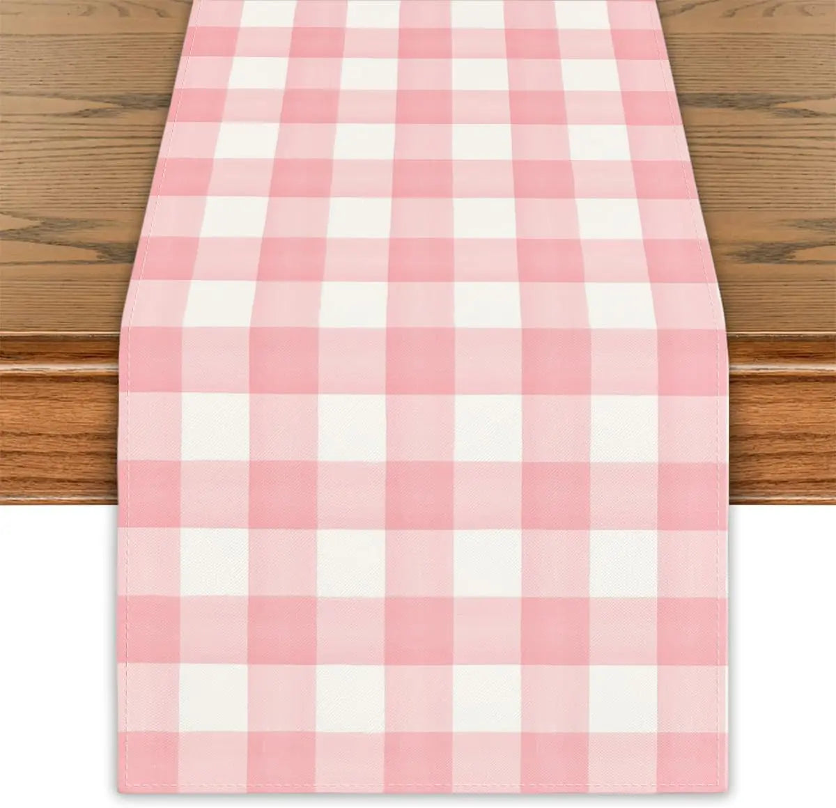 chimene table lin carreaux rose blanc classique geometrique festive opaquement assiettes fourchettes citrons bougie