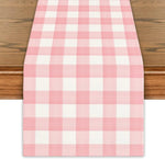 chimene table lin carreaux rose blanc classique geometrique festive opaquement assiettes fourchettes citrons bougie
