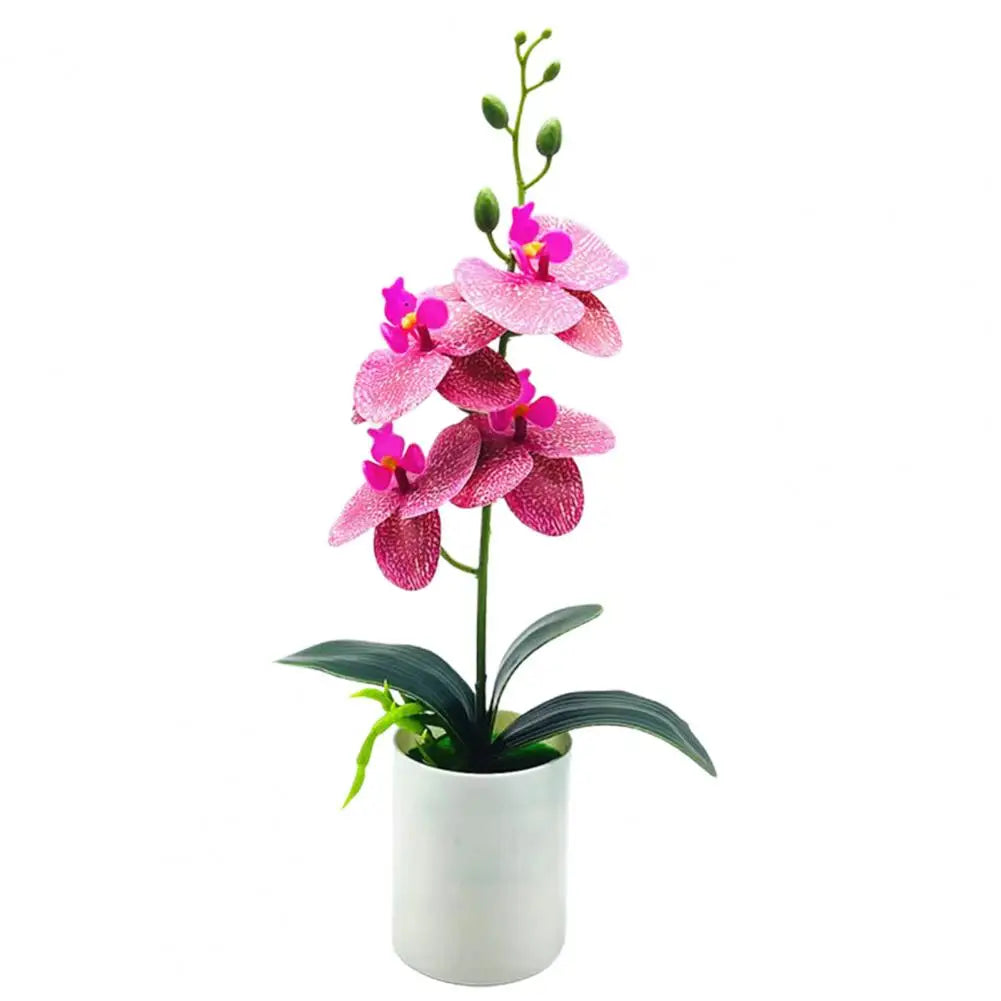 plantes artificielles orchidées fleurs imitation feuilles vertes pot blanc extérieur anniversaire réaliste orange rose