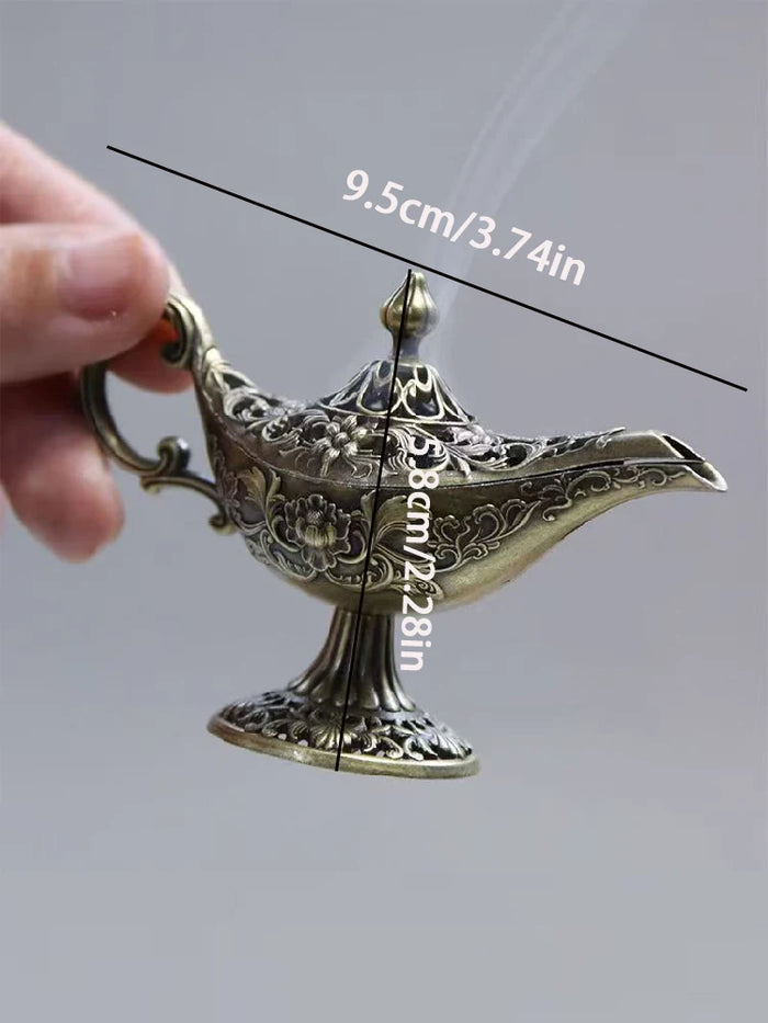 brûleur d'incense bronze artisanal chameaux animaux relief trois pieds couvercle poignées traditionnel décoration intérieur
