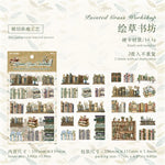 miniatures livres vintage adhésifs fleurs motifs géométriques romantiques couleurs variées décoratives bricolage scrapbooking journal