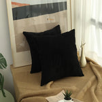 taies d'oreiller côtelées marron beige bleu moderne housse coussin lit chambre 45cm carré polyester