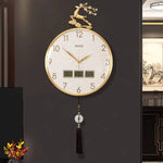 horloge murale moderne ornement cerf cadre doré aiguilles tissu noir pompon nouveau chinois