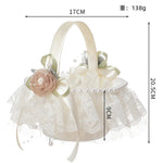 panier dentelle tulle rubans satinés fleurs artificielles romantique champêtre mariage demoiselle honneur deco table