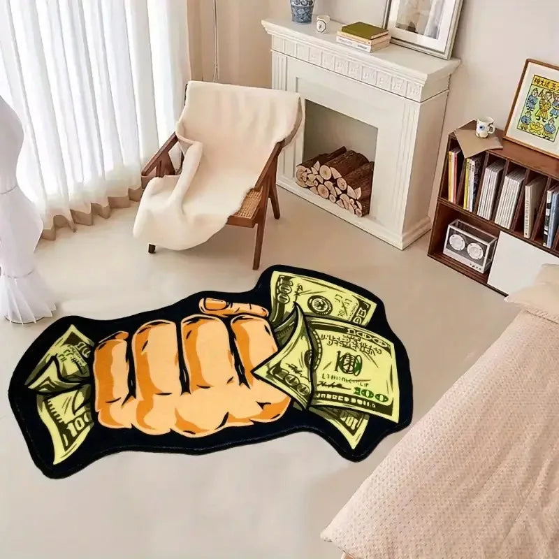 tapis sol intérieur motif dollars os chaîne croix pop art décoratif chambre salon