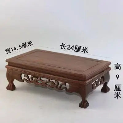 présentoir bois sculpté miniature théière vase décoration traditionnelle asiatique rétro ornements manuels marron foncé