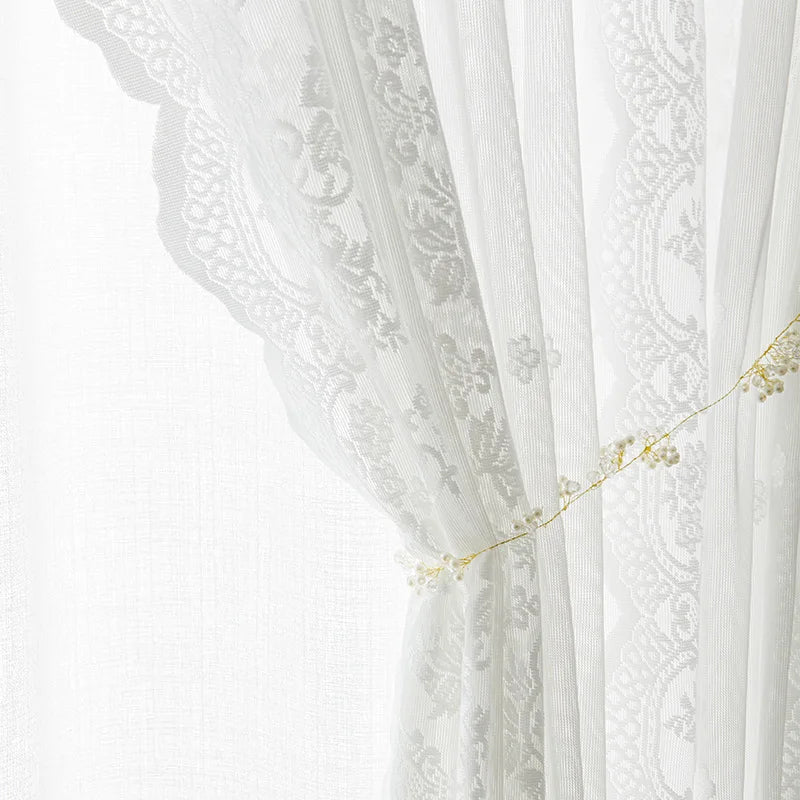 rideau blanc dentelle transparent classique dorés salon chambre 140x100cm 140x160cm
