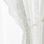 rideau blanc dentelle transparent classique dorés salon chambre 140x100cm 140x160cm