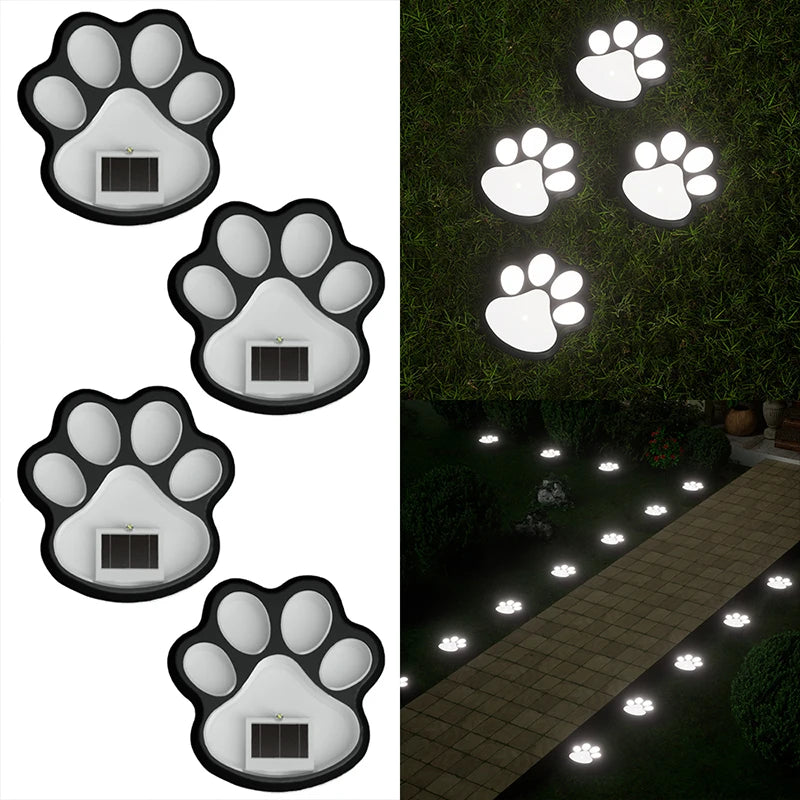lampes solaires led patte animale exterieur decoration jardin noir blanc orangé