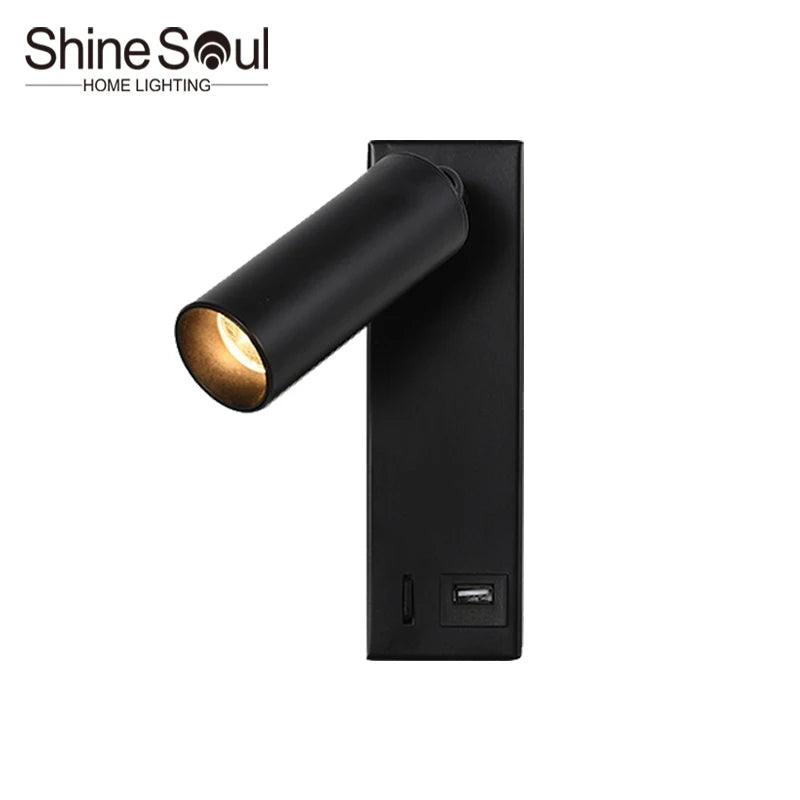 lampe murale moderne port usb noir blanc bronze fixée mur