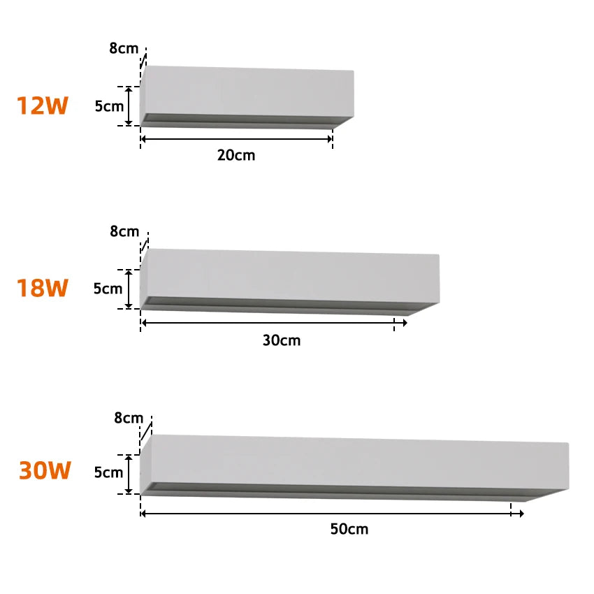lampe murale moderne led ip65 12w 18w 30w verre trempé aluminium étanche blanc