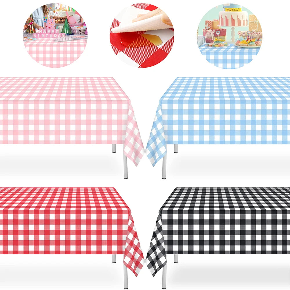 nappe table jetable plastique motif carreaux rectangulaire imperméable fête pique nique