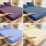 housse lit extensible élastique polyester violet bleu marine gris moderne minimaliste taie oreiller