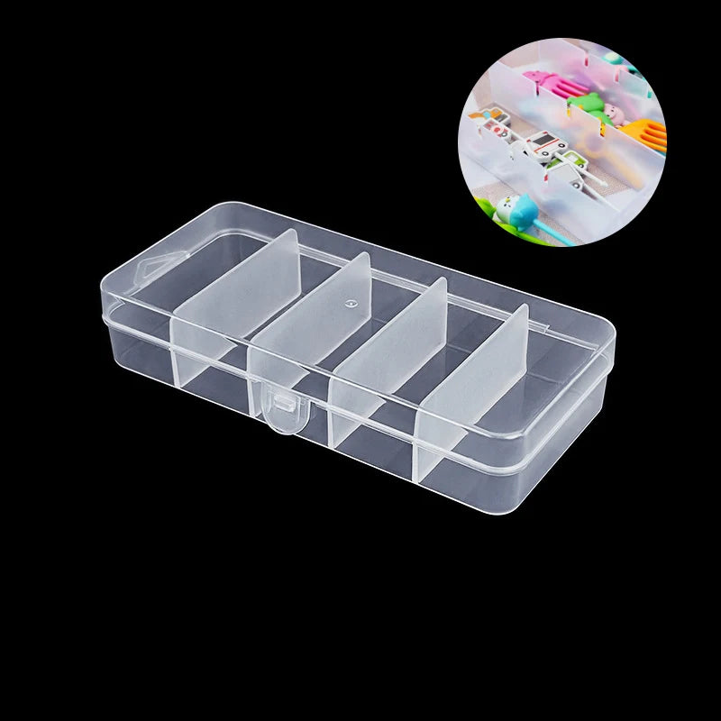 boîte compartiments transparente moderne poignée conteneur plastique organisation pratique fourchette cuillère bijoux rangement