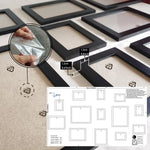 cadres photo bois teak noir blanc modernes minimalistes différents grille positionnement