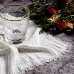 serviette table coton texture lin bords franges rustique décoration fête mariage maison