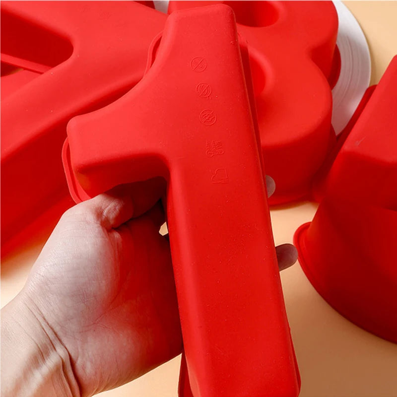 moules silicone chiffres rouges modernes outils pâtisserie fondant chocolat gâteau décoration cake
