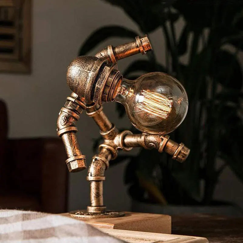 Lampe de chevet industrielle en fer avec abat-jour rouge