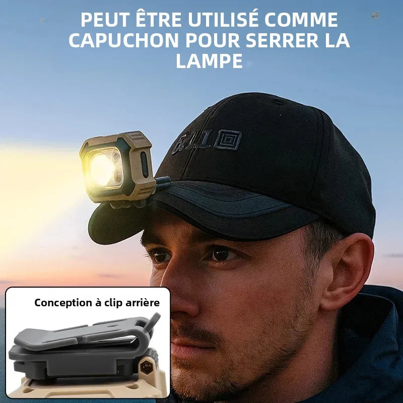 lampe frontale led tactique rechargeable bande élastique clip casquette trépied inclusécran affichage