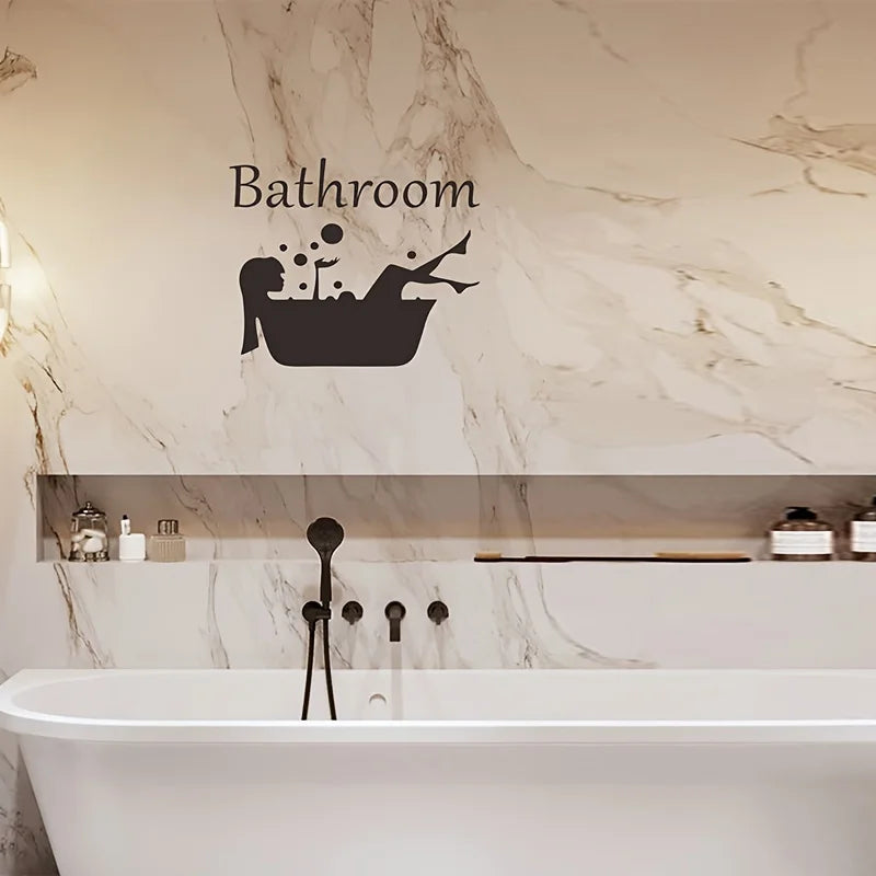 sticker mural noir baignoire bulles minimaliste texte bathroom autocollant intérieur décoration chambre