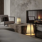 lampe table moderne lin beige noir structure métal minimaliste zen