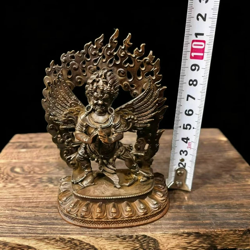 statue tibétaine bronze bouddhiste décoration maison 10cm hauteurs motifs floraux detalles artisanat