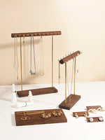 Rangement colliers et bracelets en bois - couleur vert foncé