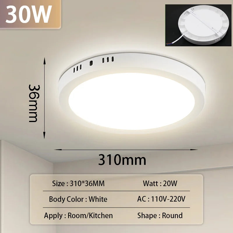 Lampe led blanc moderne ultra fine rond carré 30w 20w 15w 10w