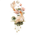 décoration murale moderne poissons floral feuilles lumineuse led beige rose verte doré