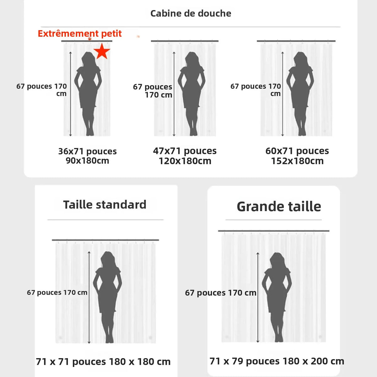 rideau douche blanc uni moderne aimants lestés opacité toilettes 120x180cm 154x180cm 180x180cm 180x200cm respectueux