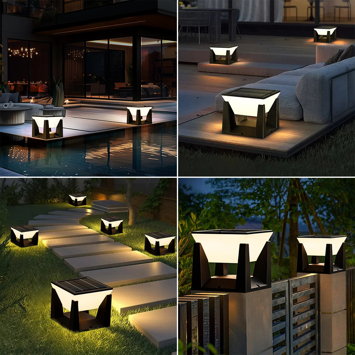 lampe solaire jardin extérieur ip65 led adhésive contemporaine noir blanc