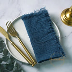 serviettes cuisine rustiques coton noir orange beige blanc rose pâle franges rustic naturel