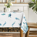 nappe imperméable motif marin tortues poissons moderne blanche bleue verte piscine pique nique table