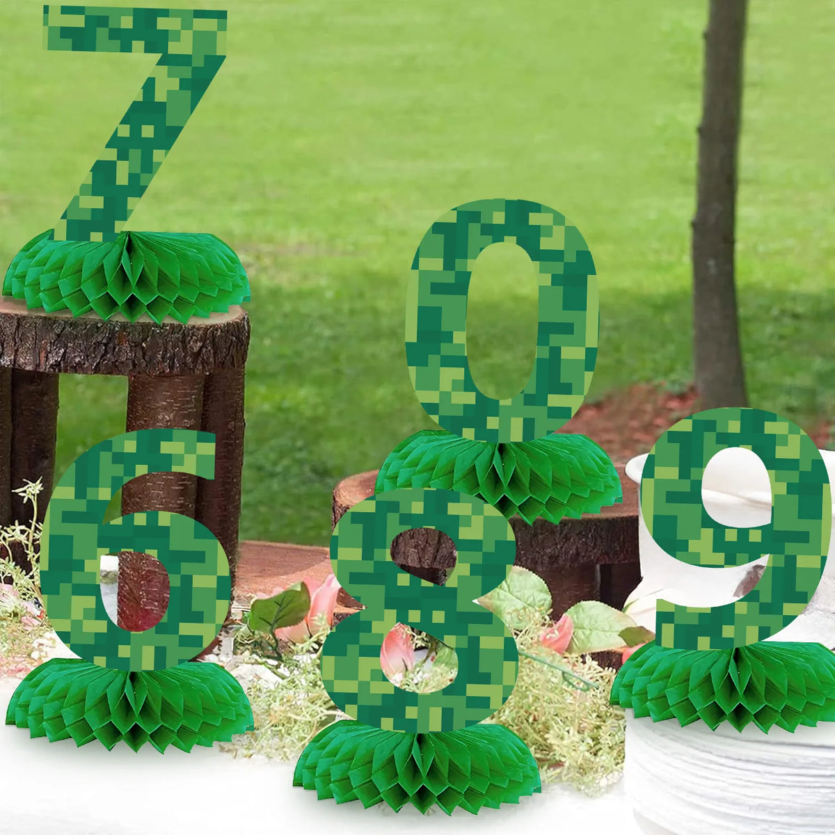 numéros table vert pixelisé moderne fête anniversaire enfant baptême événement révélation sexe retour école