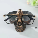 porte lunettes crâne forme ornière gothique vieillie résine transparent or noir