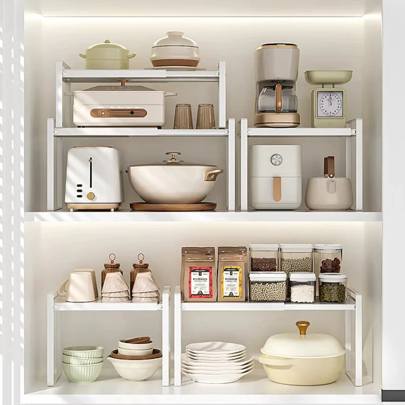 étagère cuisine modulable extensible métal noir blanc boîtes rangement organisateur