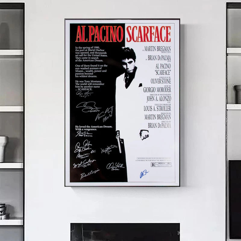 affiche scarface al pacino signature noir blanc rouge classique 60x80cm 50x70cm