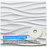 décoration murale moderne panneau 3d blanc rayures ondulées pvc autoadhésif intérieur 30x30cm