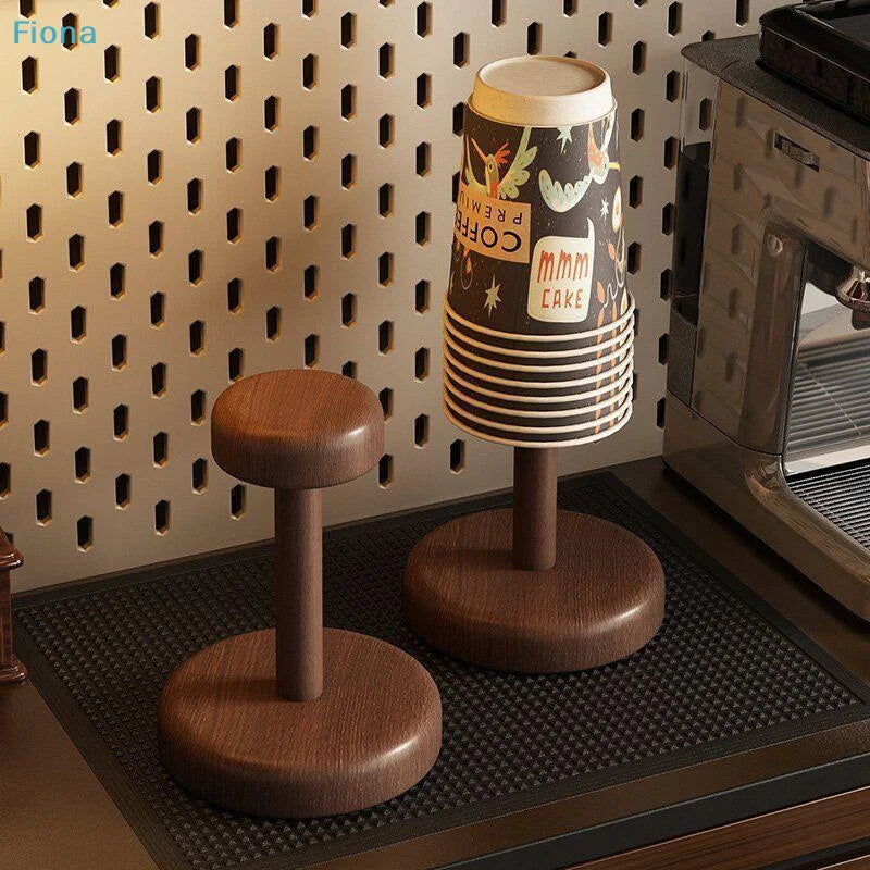 porte gobelets bois imitation moderne marron foncé tasses supports rangement minimaliste