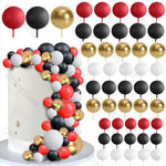 décoration gâteau boules rouges bleu marine noires 2cm festive
