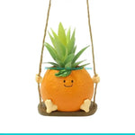 support jardinière suspendu résine orange pot plante swing ludique balcon jardin