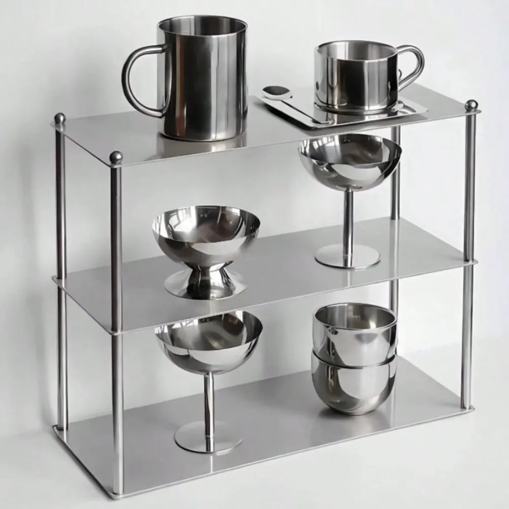 étagère moderne trois niveaux acier inoxydable rangement cuisine organisateur minimalistes supports