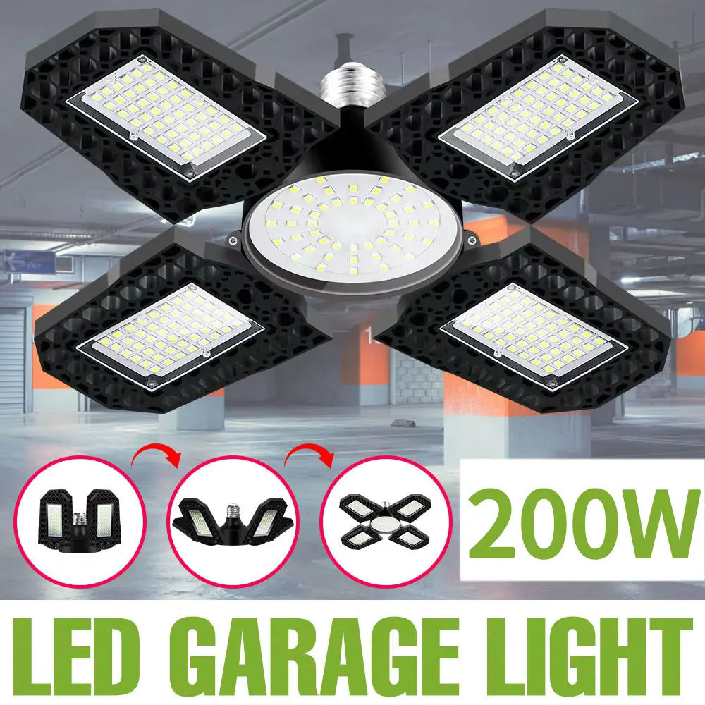 lampe led garage e27 noir hexagonal smd 40w 60w 80w 100w 150w 200w