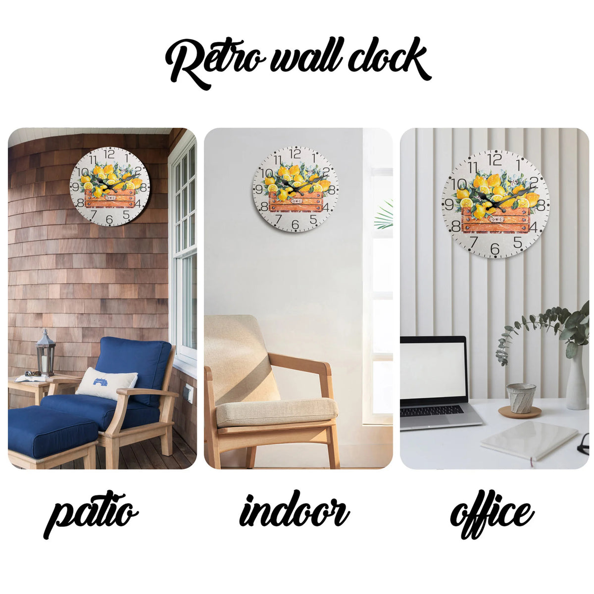 horloge murale bois citron feuilles vintage salon 10 12 14 16 pouces quartz