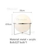 lampe sol moderne métal chromé boule acrylique blanche lumière led salon décoration intérieure